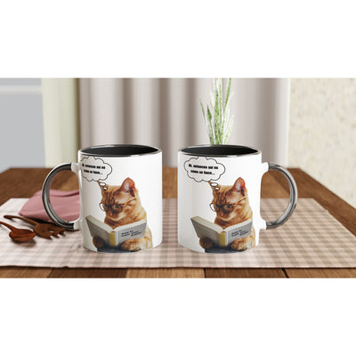 Taza Bicolor con Impresión de Gato 