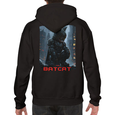 Sudadera con capucha Prémium Unisex Impresión Trasera de Gato "The Batcat" Michilandia | La tienda online de los fans de gatos