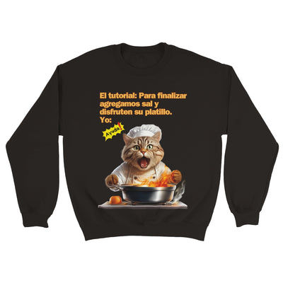 Sudadera Unisex Estampado de Gato "Chef en Apuros" Michilandia | La tienda online de los fans de gatos