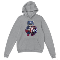Sudadera con capucha unisex estampado de gato "Capitán América Peludo"