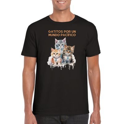 Camiseta unisex estampado de gato "Mundo pacífico" Gelato