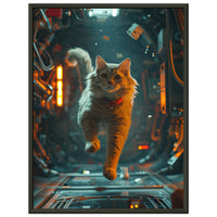 Póster Semibrillante de Gato con Marco Metal "Zero Gravity Cat" Michilandia | La tienda online de los fans de gatos