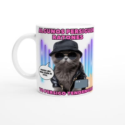 Taza Blanca con Impresión de Gato 