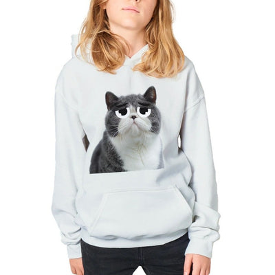 Sudadera con capucha júnior estampado de gato 