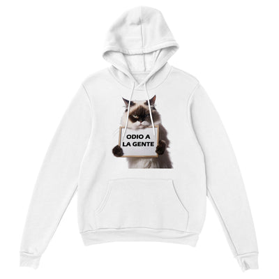 Sudadera con capucha unisex estampado de gato "Odio a la Gente" Gelato