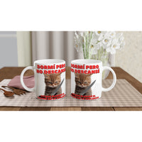 Taza Blanca con Impresión de Gato "Amanecer Agresivo" Michilandia | La tienda online de los fans de gatos