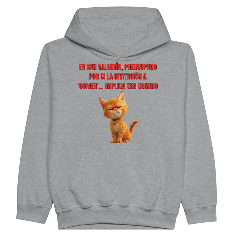 Sudadera con capucha júnior estampado de gato "San Miaulentín" Michilandia | La tienda online de los fans de gatos