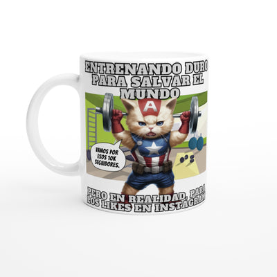 Taza Blanca con Impresión de Gato 