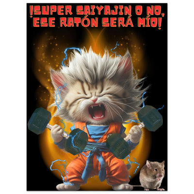 Panel de aluminio impresión de gato "Fuerza Felina Saiyajin" Michilandia | La tienda online de los fans de gatos