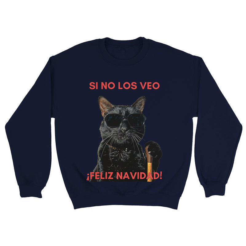 Sudadera Unisex Estampado de Gato "Navidad a Ciegas" Michilandia | La tienda online de los fans de gatos