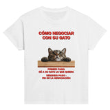 Camiseta Junior Unisex Estampado de Gato "Tácticas de Negociación" Michilandia | La tienda online de los fans de gatos