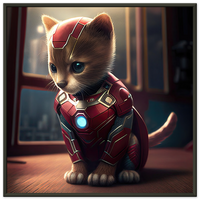 Póster semibrillante de gato con marco metal "Iron Michi"