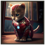 Póster semibrillante de gato con marco metal "Iron Michi" Gelato