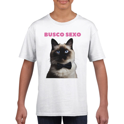 Camiseta Junior Unisex Estampado de Gato 