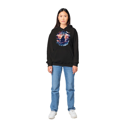 Sudadera con capucha unisex estampado de gato "Atardecer nipón" Gelato