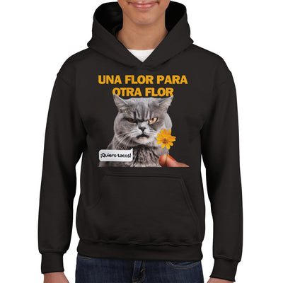 Sudadera con capucha júnior estampado de gato "Antojos Felinos" Michilandia | La tienda online de los fans de gatos