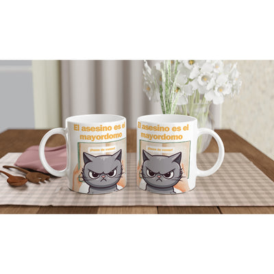 Taza Blanca con Impresión de Gato 