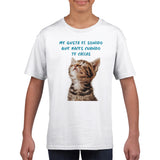 Camiseta Junior Unisex Estampado de Gato "Silencio Melódico" Michilandia | La tienda online de los fans de gatos