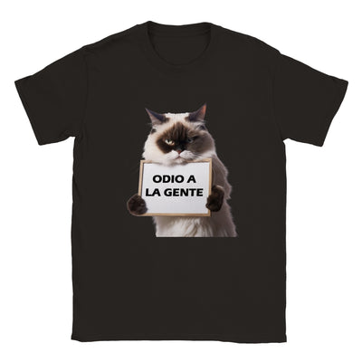 Camiseta unisex estampado de gato "Odio a la Gente" Gelato