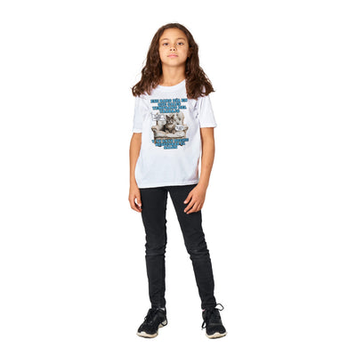 Camiseta Junior Unisex Estampado de Gato "Sorpresa en el Salón" Michilandia | La tienda online de los amantes de gatos