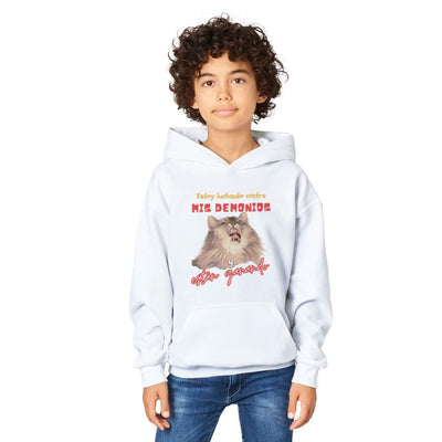 Sudadera con capucha júnior estampado de gato 