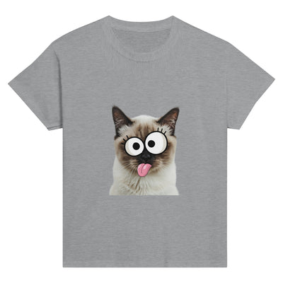 Camiseta Junior Unisex Estampado de Gato "Birmano Travieso" Michilandia