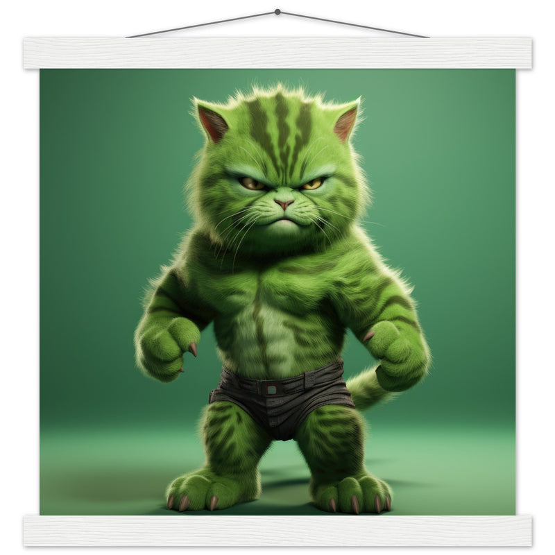 Póster semibrillante de gato con colgador "Michi Hulk" Gelato