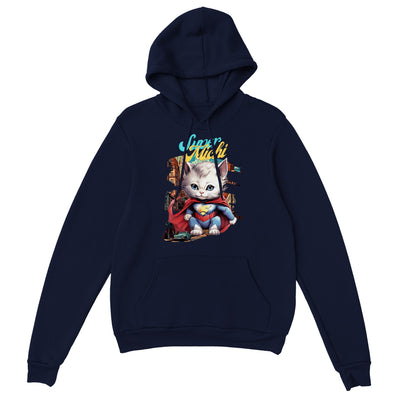 Sudadera con capucha unisex estampado de gato "Super Michi" Gelato