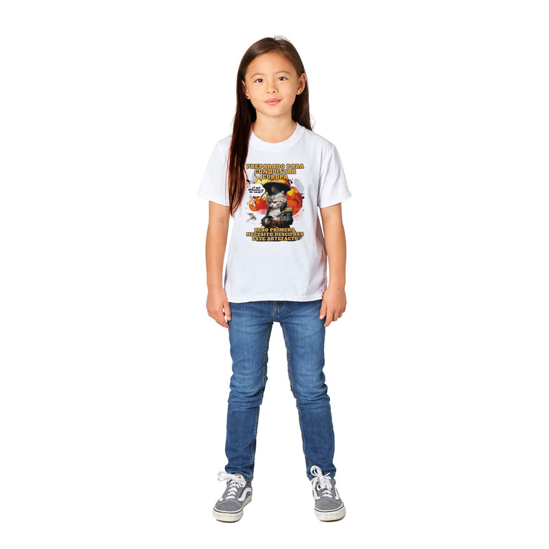 Camiseta Junior Unisex Estampado de Gato "De Batallas a Emojis" Michilandia | La tienda online de los fans de gatos