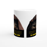 Taza Blanca con Impresión de Gato "Ronroneo Jedi" Michilandia | La tienda online de los fans de gatos