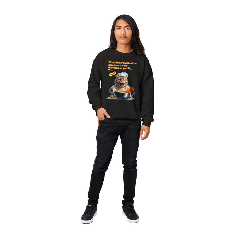 Sudadera Unisex Estampado de Gato "Chef en Apuros" Michilandia | La tienda online de los fans de gatos