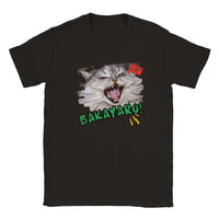 Camiseta Junior Unisex Estampado de Gato "Grito Cómico" Negro