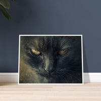 Póster de gato con marco de madera "Aura de Misterio" Michilandia | La tienda online de los fans de gatos