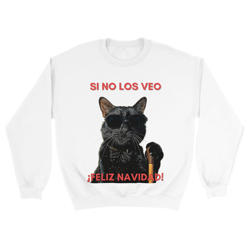 Sudadera Unisex Estampado de Gato "Navidad a Ciegas" Michilandia | La tienda online de los fans de gatos