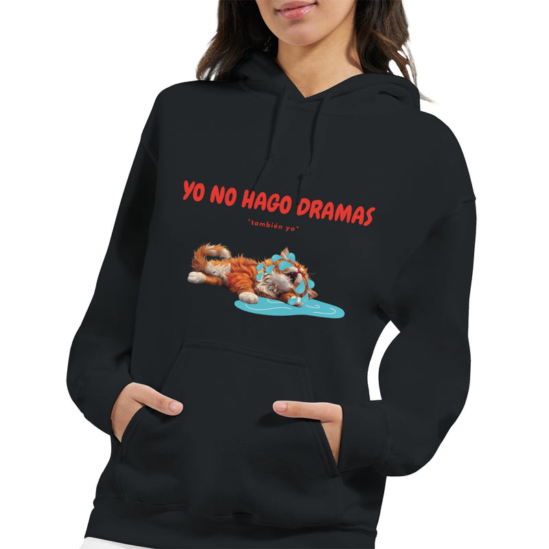 Sudadera con Capucha Unisex Estampado de Gato "Drama Queen" Michilandia