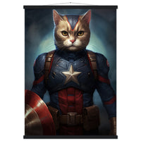 Póster semibrillante de gato con colgador "Captain Bigotes"