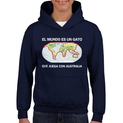 Sudadera con capucha júnior estampado de gato "Atlas Felino" Michilandia | La tienda online de los fans de gatos