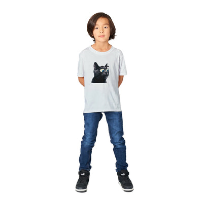 Camiseta Junior Unisex Estampado de Gato "Ojos Divertidos" Michilandia