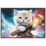 Póster semibrillante de gato con marco metal "Cosmic Kitty Thor"