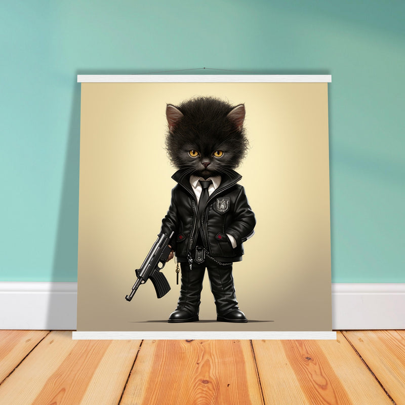 Póster semibrillante de gato con colgador "Michi Jules Winnfield" Gelato