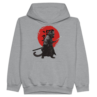 Sudadera con capucha júnior estampado de gato "Bushido Miau" Michilandia | La tienda online de los fans de gatos