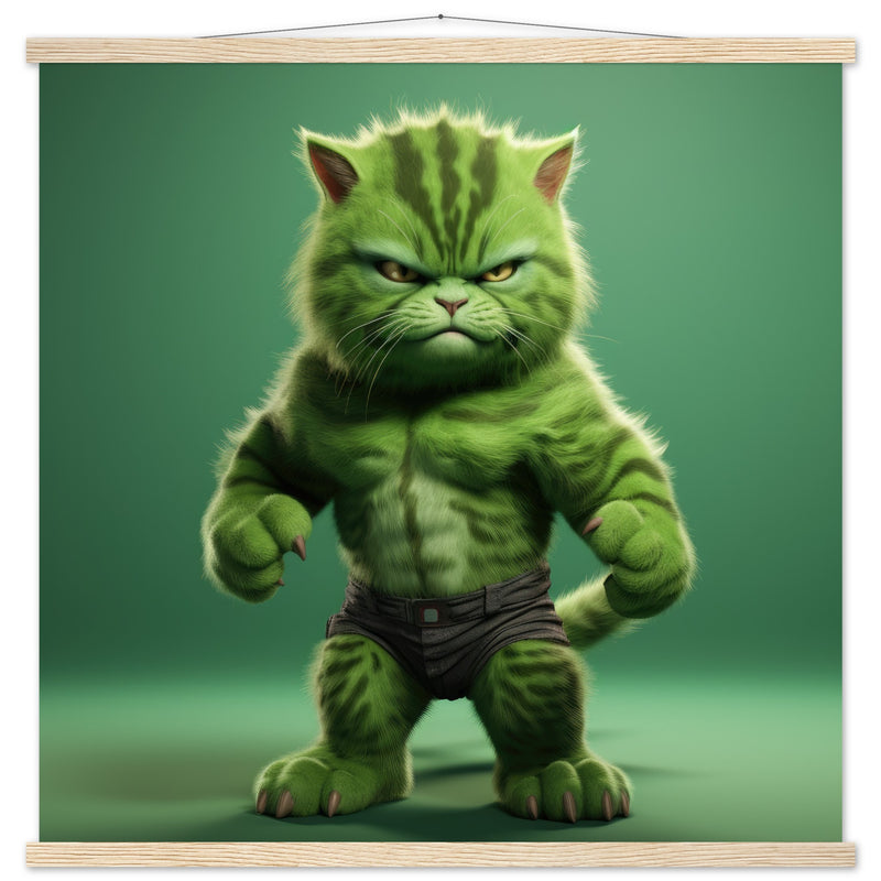 Póster semibrillante de gato con colgador "Michi Hulk" Gelato