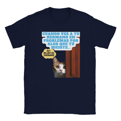 Camiseta júnior unisex estampado de gato "Michi Culpable" Michilandia | La tienda online de los amantes de gatos