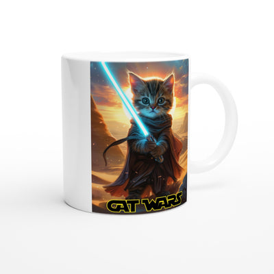 Taza Blanca con Impresión de Gato "Guardián de Tatooine" Michilandia | La tienda online de los fans de gatos