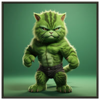 Póster semibrillante de gato con marco metal "Michi Hulk" Gelato