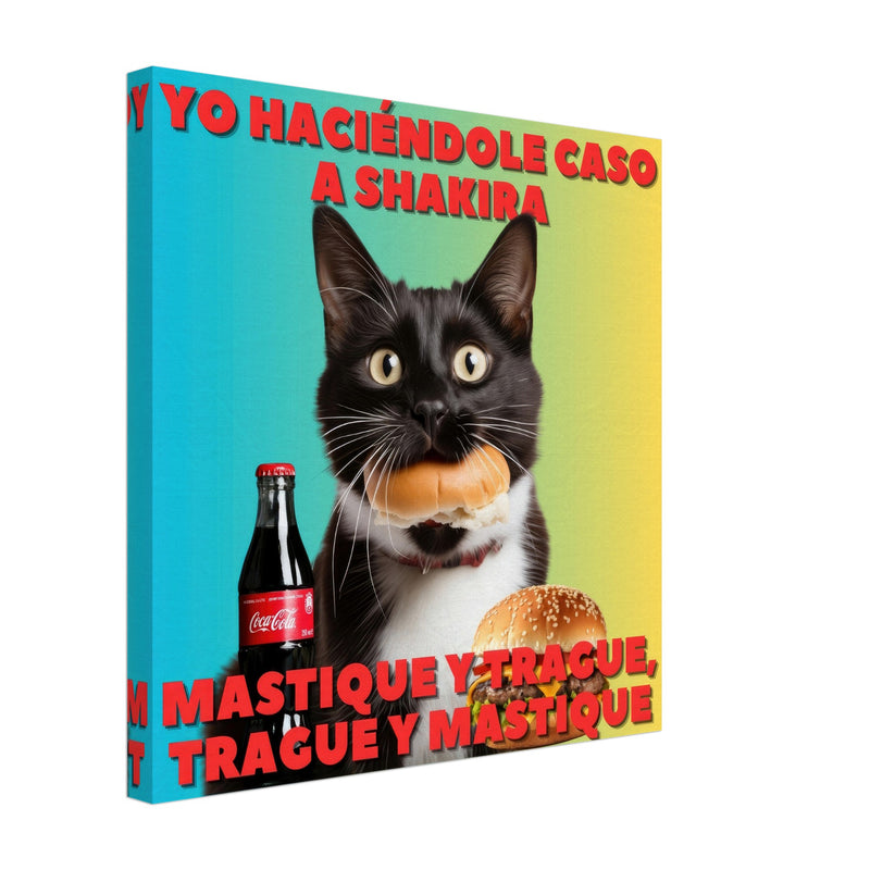 Lienzo de gato "Masticar y Tragar" Michilandia | La tienda online de los fans de gatos