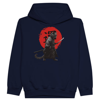 Sudadera con capucha júnior estampado de gato "Bushido Miau" Michilandia | La tienda online de los fans de gatos