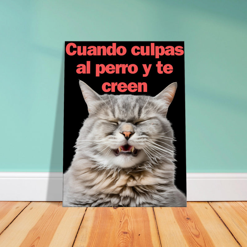 Lienzo de gato "Risa Culpable" Michilandia | La tienda online de los fans de gatos