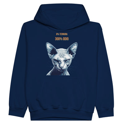 Sudadera con capucha júnior estampado de gato "Sphynx Implacable" Michilandia