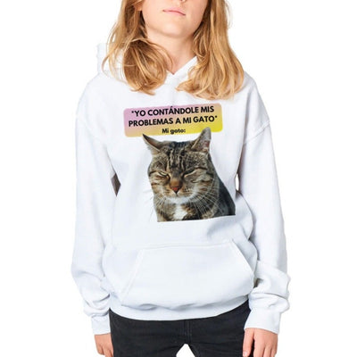 Sudadera con capucha júnior estampado de gato 